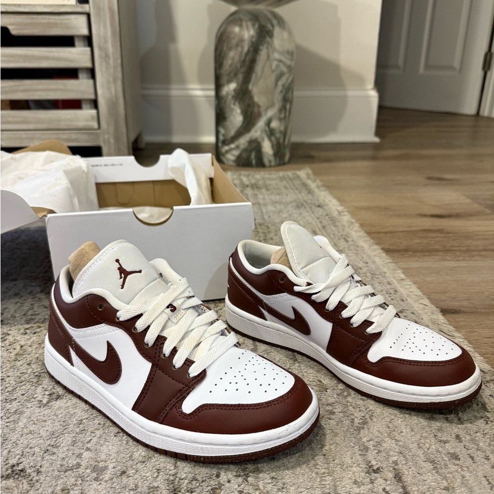 Nike Air Jordan 1 Low Women's White and Bronze Sneakers